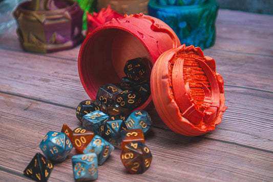 Barbarian dice box - The Flaming Feather & Flaming Filament