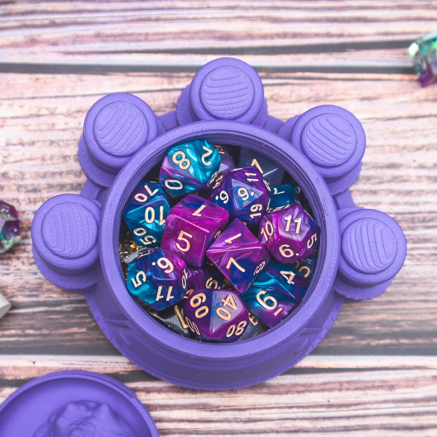Lunar Sorcery Polyhedral dice set - Soft edge - The Flaming Feather & Flaming Filament