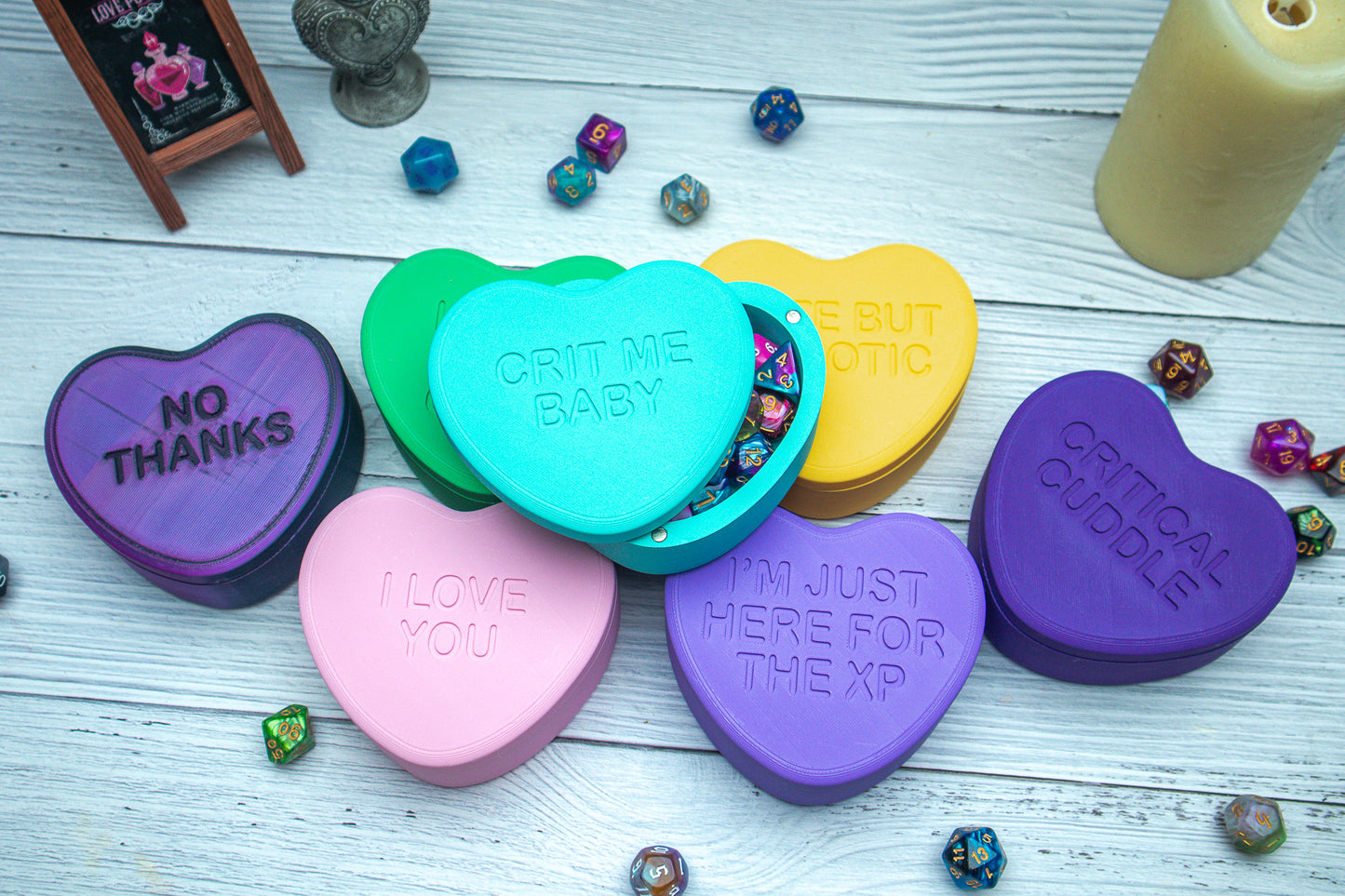 Candy Heart Customisable Dice holder