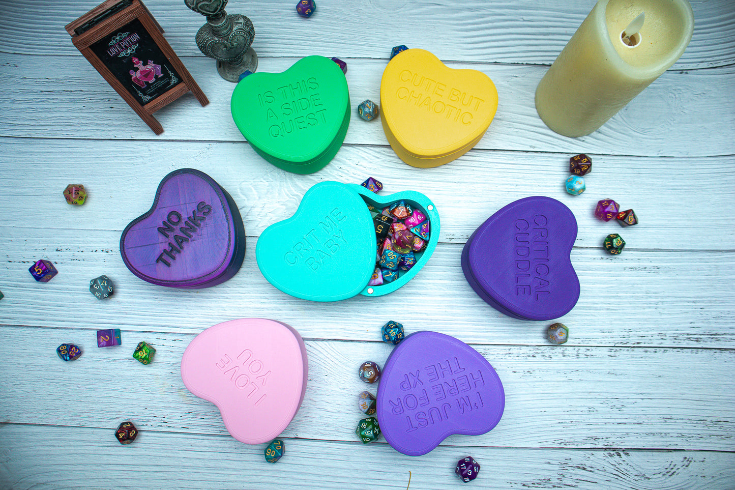 Candy Heart Customisable Dice holder