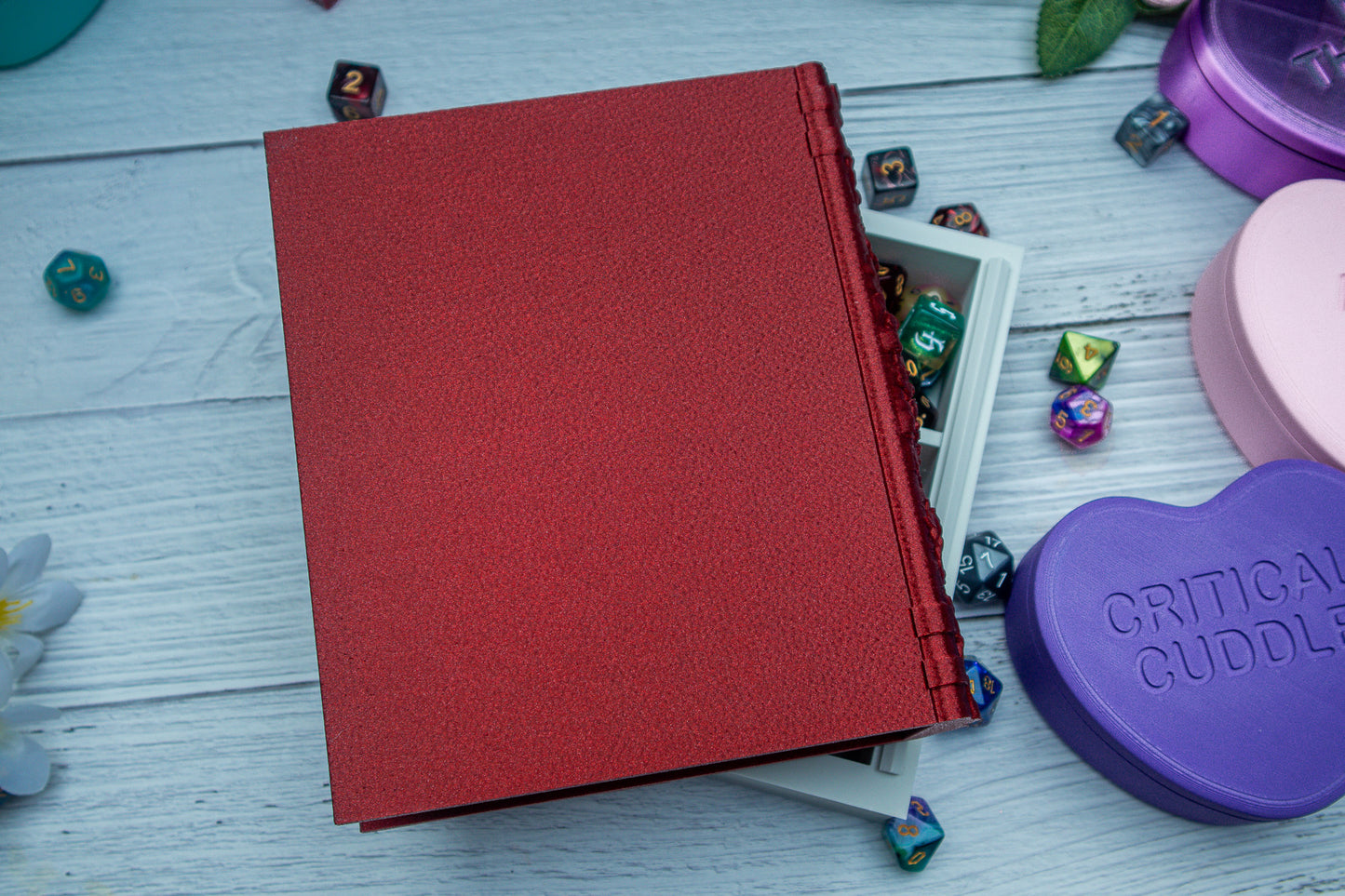 Heart and Roses Dice tome - Customisable Dice holder & Dice tray